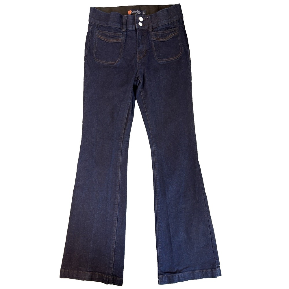 Indigo Poppy The Charlie Bootcut Women's Size 8 Dark Wash Y2K Flare Patch Pocket